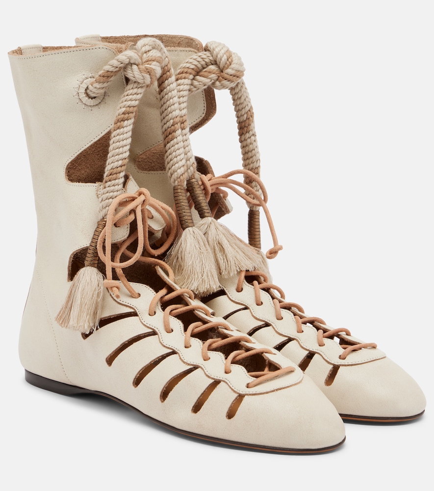 Isabel Marant Schnürstiefel Liade aus Leder, Damen, EU 35 Beige
