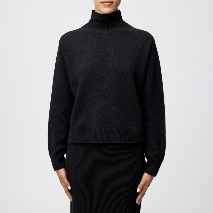 DRYKORN LYZIMA Rollkragenpullover in reiner Schurwolle schwarz XS