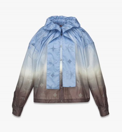 MCM Ripstop-Nylon-Bluse mit Farbverlauf und Monogramm Damen DELLA ROBBIA Blau