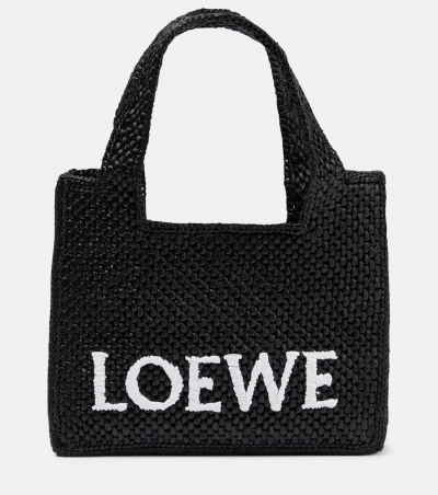 Loewe Tote Font Mini aus Raffiabast, Damen, Eine Größe Schwarz