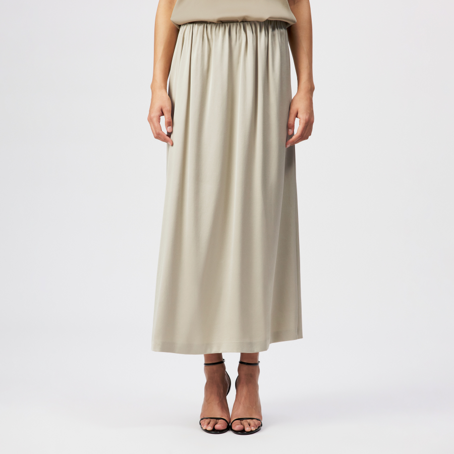 DRYKORN IDONEA Midirock mit elastischem Bund in Satin beige 24