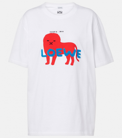 Loewe Bedrucktes T-Shirt aus Jersey, Damen, EU 44 Weiß