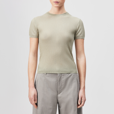 DRYKORN MOGLINI-2 Strick-T-Shirt mit Rippstruktur beige XS