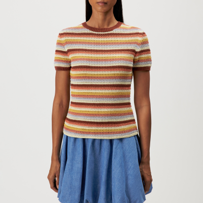 DRYKORN MOGLINI-2 Strick T-Shirt mit Streifenmuster orange XS
