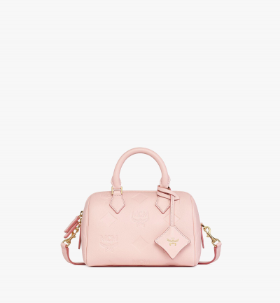 MCM Ella Boston Tasche aus Leder mit Maxi-Monogramm Damen LOTUS PINK