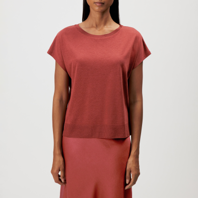 DRYKORN VANOPE T-Shirt in Lyocell-Baumwoll-Mix in Feinstrickoptik rot XS