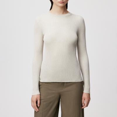 DRYKORN ERMA Longsleeve mit Rundhals in fließendem Wollmix beige XS