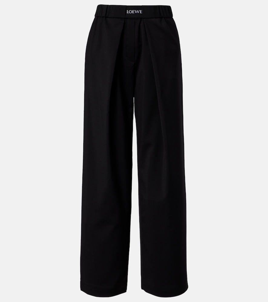 Loewe Gerade Mid-Rise-Hose aus Wolle, Damen, XS Schwarz