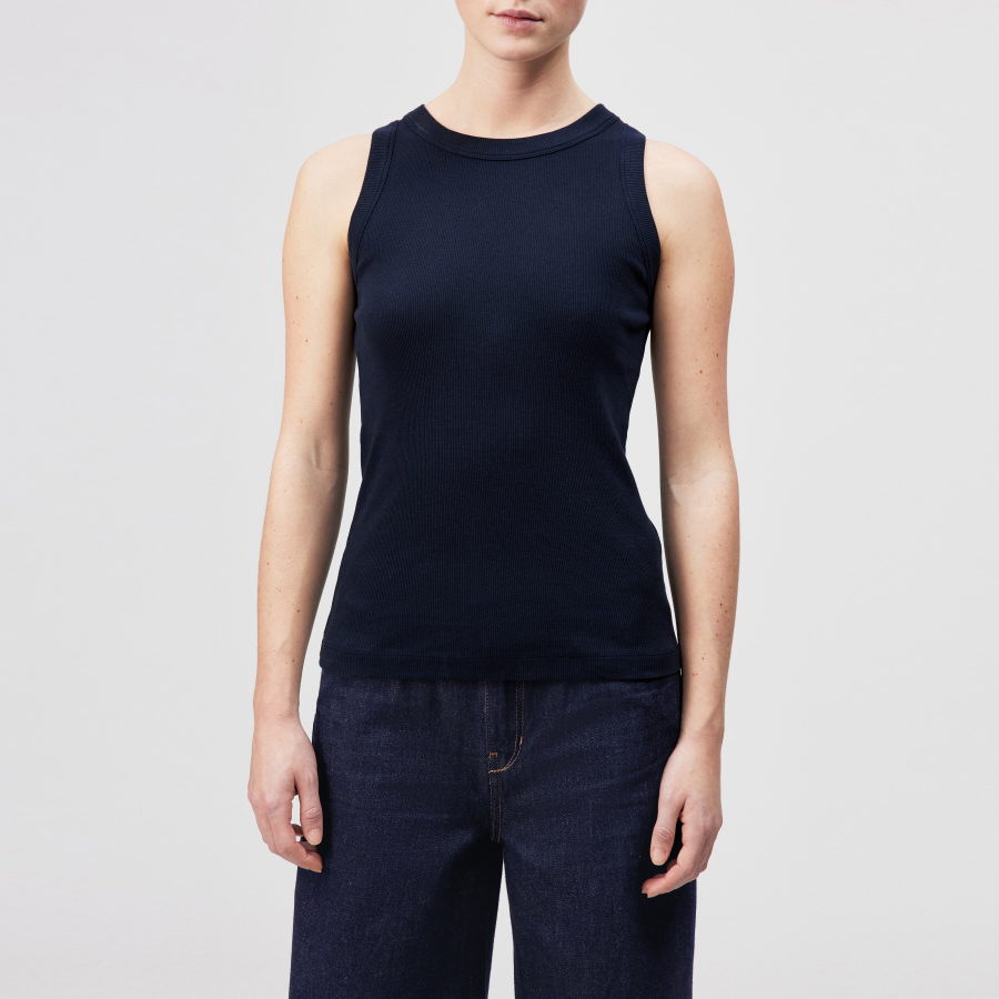 DRYKORN OLINA Tanktop mit Rundhals in reiner Baumwolle blau XS