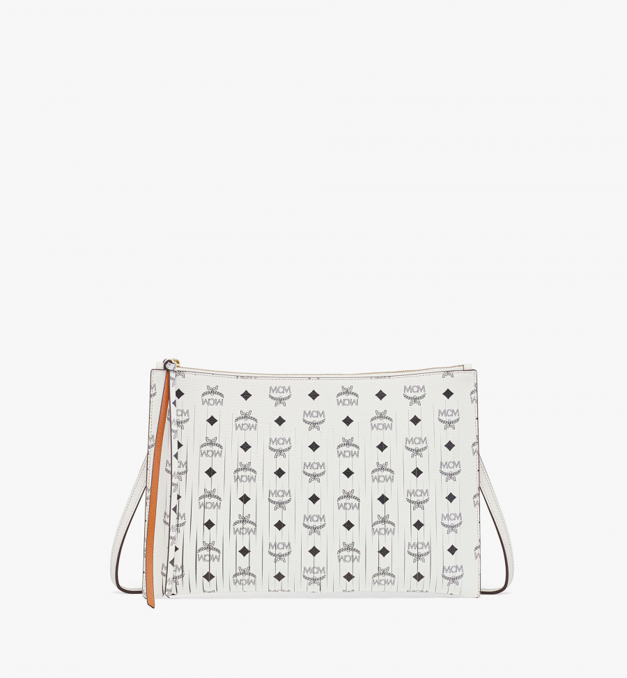 MCM Aren Umhängetasche aus Leder mit Monogramm-Print Damen WHITE