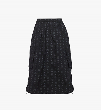 MCM Midirock mit Monogramm aus ECONYL Damen Schwarz