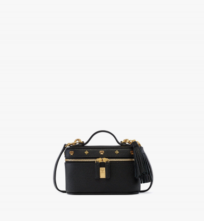 MCM Pina Kosmetiktasche aus Kalbsleder mit Nieten Damen Schwarz