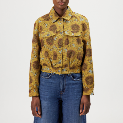 DRYKORN MARWICK Relaxed Fit Jacke in Jacquard mit Sonnenblumen gelb 1