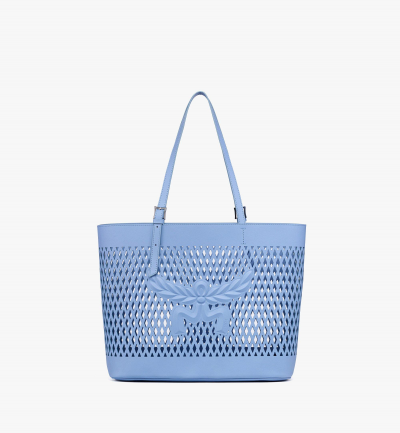 MCM Himmel Shopper aus perforiertem Kalbsleder Damen DELLA ROBBIA Blau