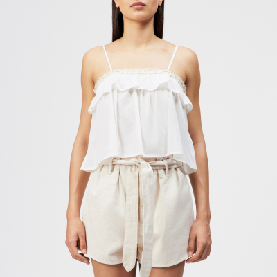DRYKORN TISANE Cropped Spaghettiträger Top in crêpe Optik off_weiß 1