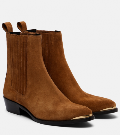 Isabel Marant Ankle Boots Delano 35 aus Veloursleder, Damen, EU 36 Braun