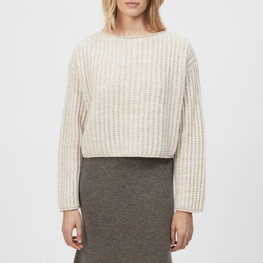 DRYKORN IMENY Verkürzter Pullover in Woll-Alpakamix beige S