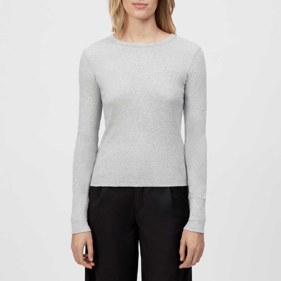 DRYKORN NURIT Schmales Longsleeve in Baumwoll-Rippe grau L