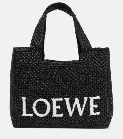 Loewe Paula's Ibiza Tote Font Small aus Raffiabast, Damen, Eine Größe Schwarz