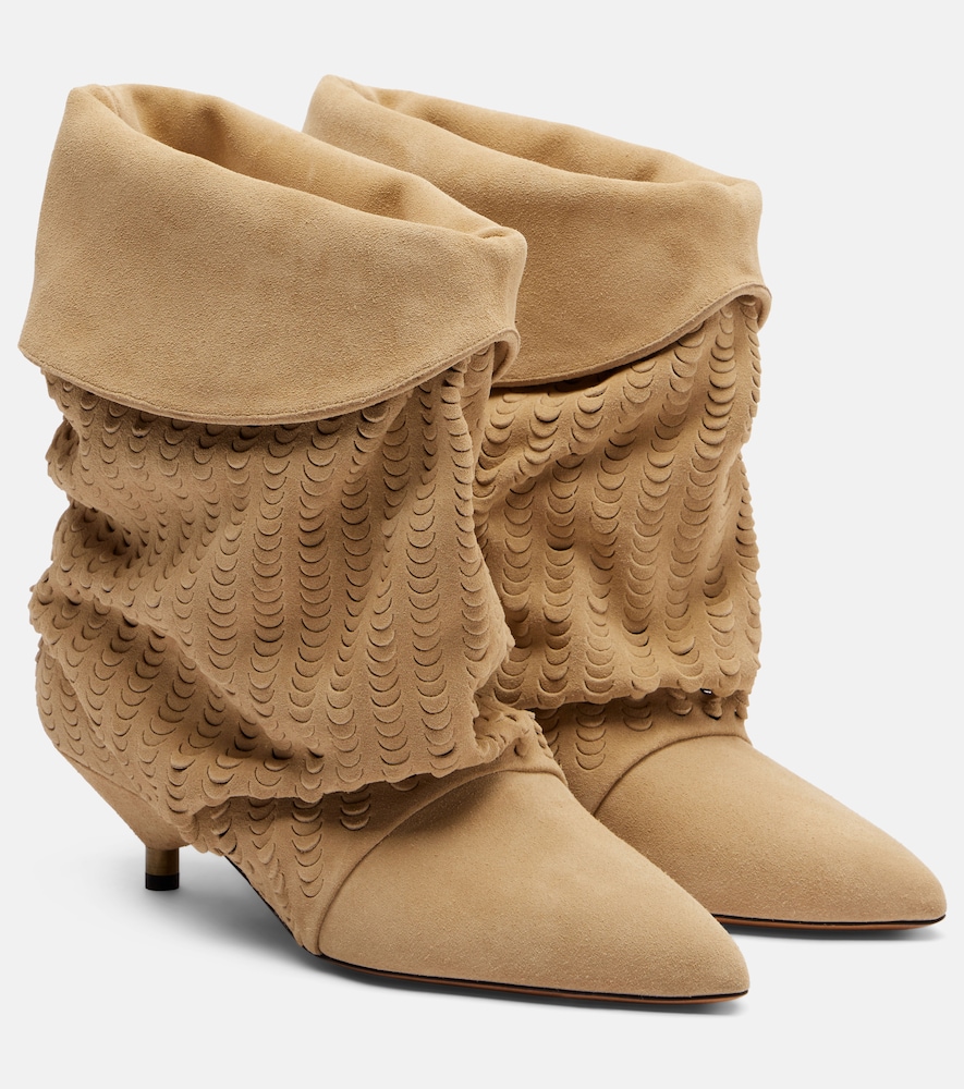 Isabel Marant Ankle Boots Edrik 45 aus Veloursleder, Damen, EU 36 Beige