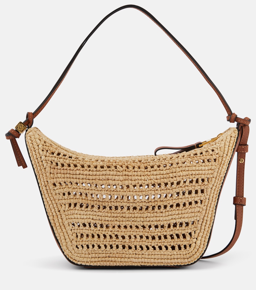 Loewe Schultertasche Hammock Mini aus Raffiabast, Damen, Eine Größe Beige