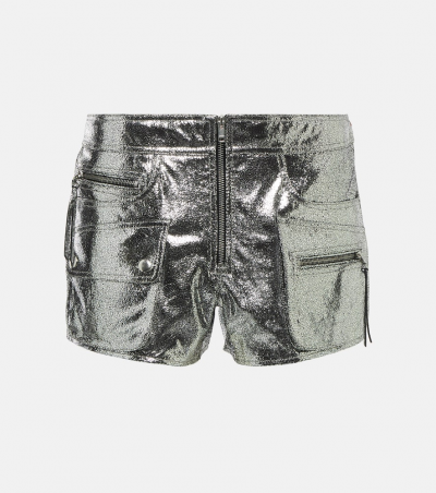 Isabel Marant Low-Rise Shorts Coria aus Metallic-Leder, Damen, DE 38 Silber