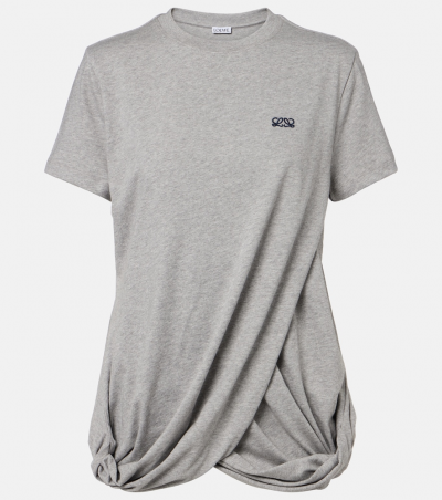 Loewe T-Shirt Double L aus Baumwoll-Jersey, Damen, XS Grau
