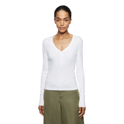 DRYKORN KORDELIA Longsleeve in Baumwoll-Rippe weiß XS