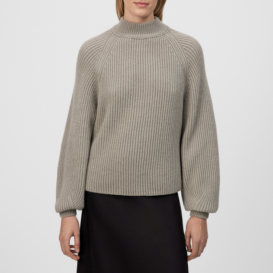DRYKORN KIMONI Pullover mit Ballonärmeln in Woll-Alpakamix beige XS