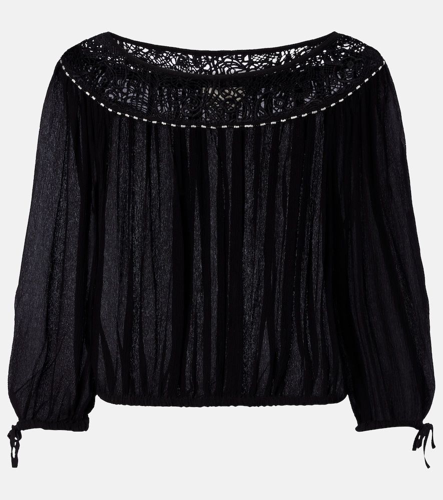 Isabel Marant Bluse Nelida aus Seide mit Guipure-Spitze, Damen, DE 32 Schwarz