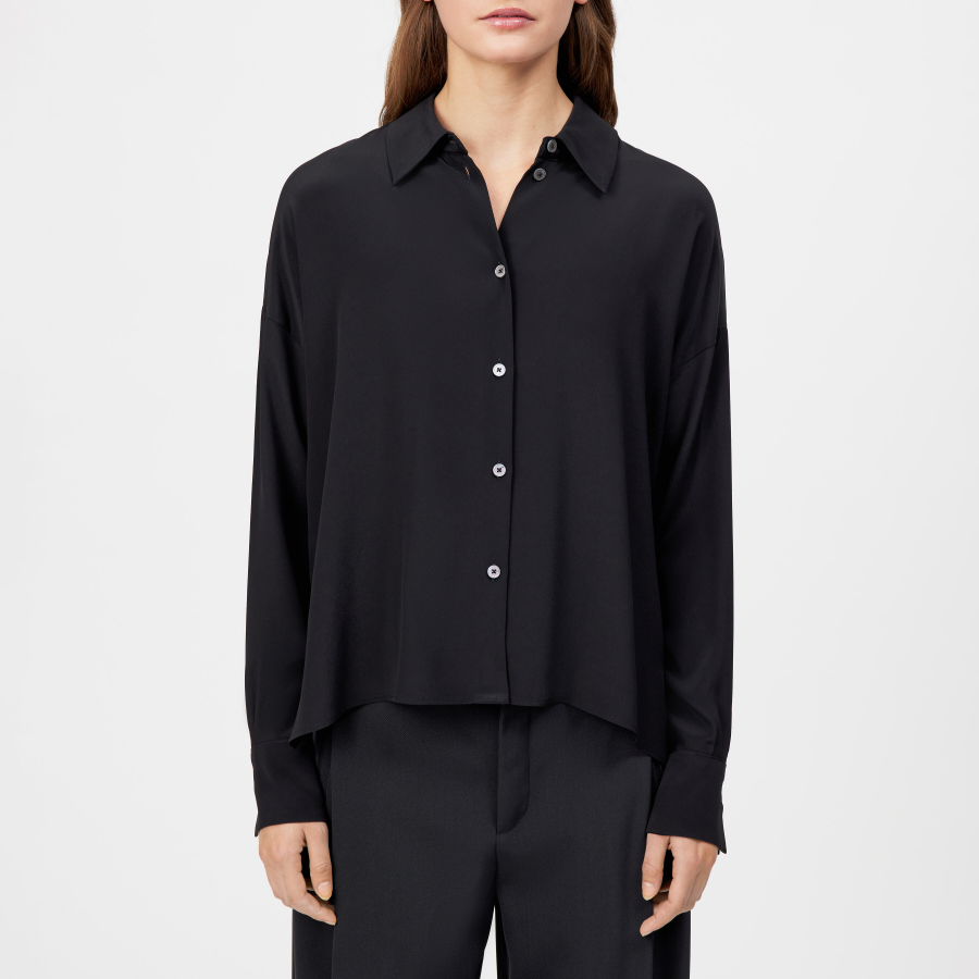 DRYKORN CLOELIA Klassische Hemdbluse in Seiden-Mix schwarz 1