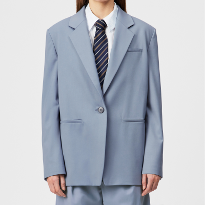 DRYKORN MOWTIE Lässiger Einreiher-Blazer in Woll-Mix blau 1
