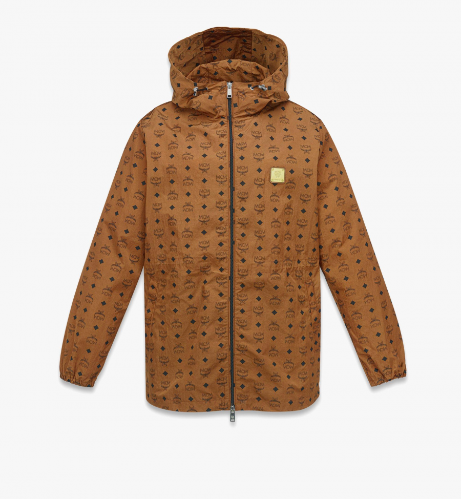 MCM Kapuzen-Windjacke aus ECONYL mit Monogramm-Print Damen COGNAC