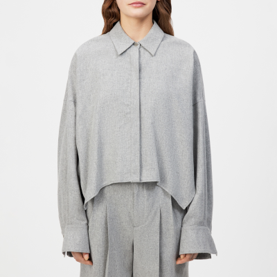 DRYKORN OSHIA Oversized Hemdbluse in Flanell grau 1