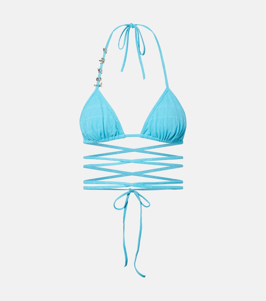 Loewe Paula's Ibiza Bikini-Oberteil aus Jacquard, Damen, XS Blau
