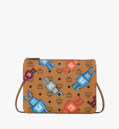 MCM Aren Pouch zum Umhängen in Rabot Visetos Damen COGNAC