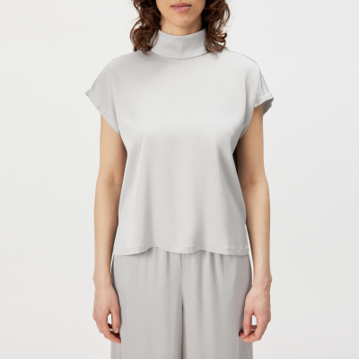 DRYKORN ALARIA-1 Shirt-Bluse mit Stehkragen in Satin grau 1