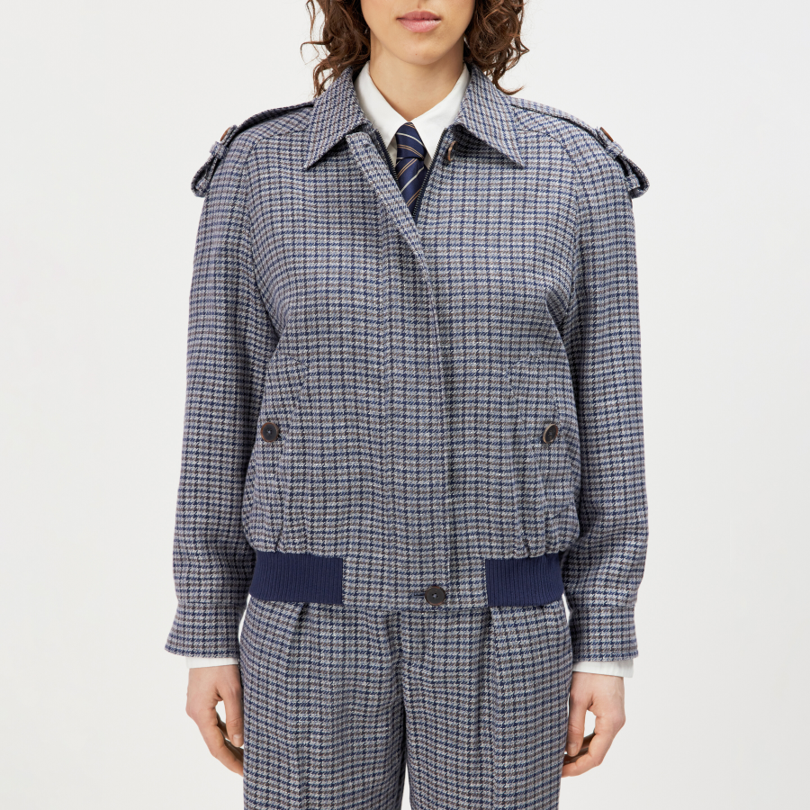 DRYKORN DUNDALE Oversized Bomberjacke in Baumwoll-Leinen-Mix blau 1