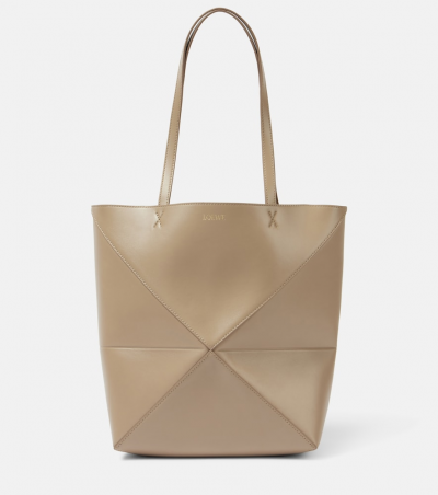 Loewe Tote Bag Puzzle Fold Medium aus Leder, Damen, Eine Größe Beige