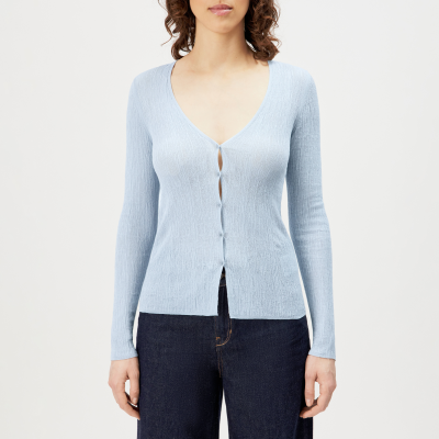 DRYKORN ANIELY Tight Fit V-Neck Cardigan in reiner Baumwolle blau S