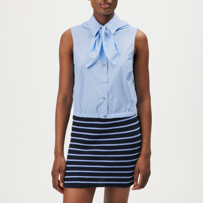 DRYKORN TIRIEL Ärmellose Classic Fit Bluse in reiner Baumwolle blau 1
