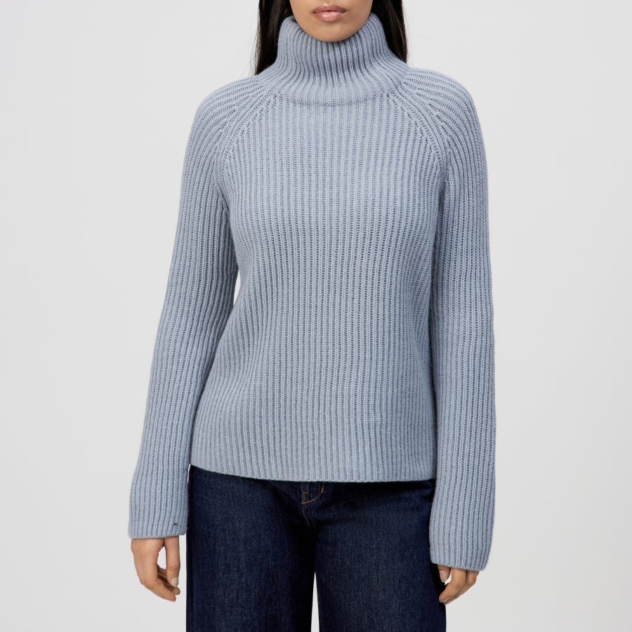 DRYKORN ARWEN Rollkragenpullover in Woll-Alpakamix blau XS