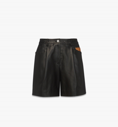 MCM Bermudashorts aus Lammleder Damen Schwarz