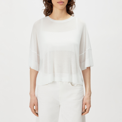 DRYKORN KUSIA Lässiges T-Shirt in glänzender Feinstrick Optik weiß XS