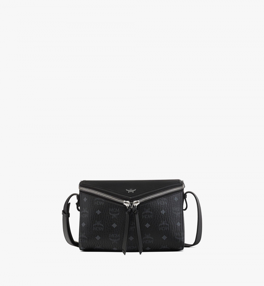 MCM Diamant 3D Schultertasche in Visetos Leder-Mix Damen Schwarz