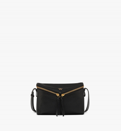 MCM Diamant 3D Schultertasche aus Ziegenleder Damen Schwarz