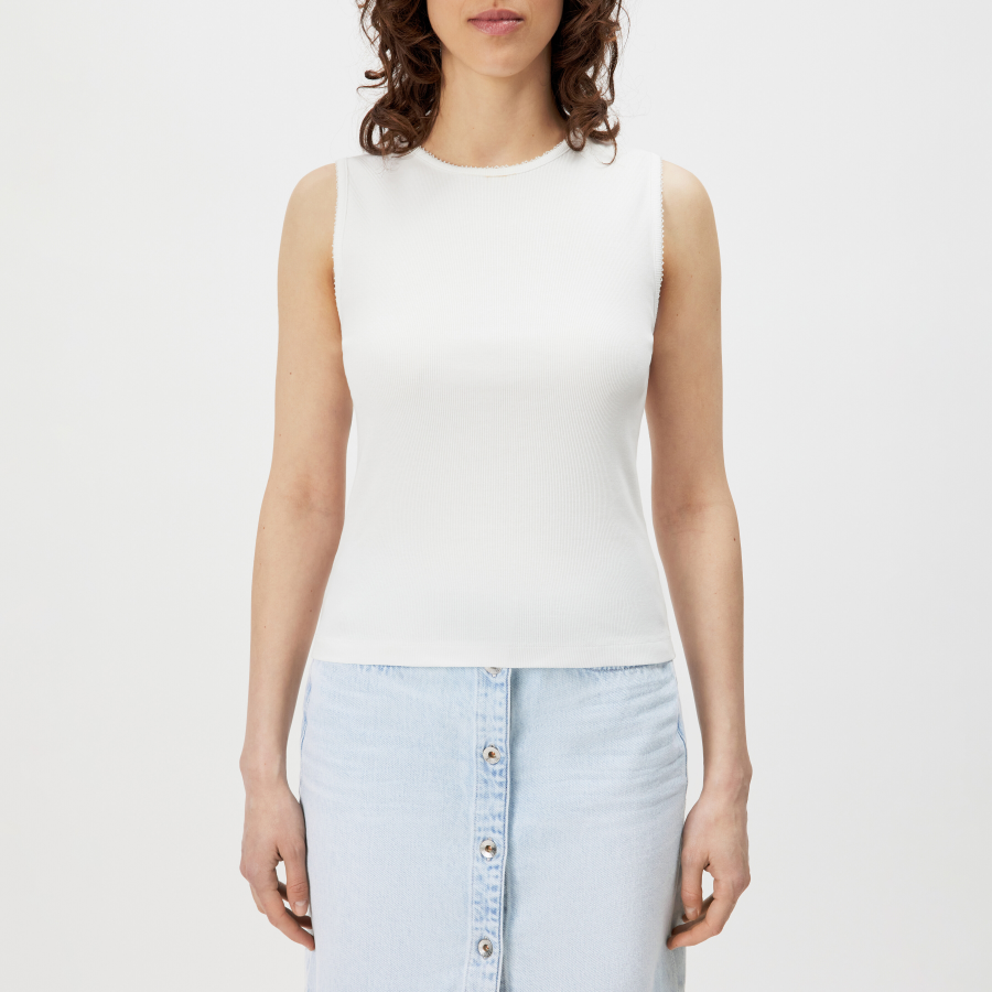 DRYKORN FARIDA Slim Fit Top in reiner Baumwolle und Stickerei Details weiß S