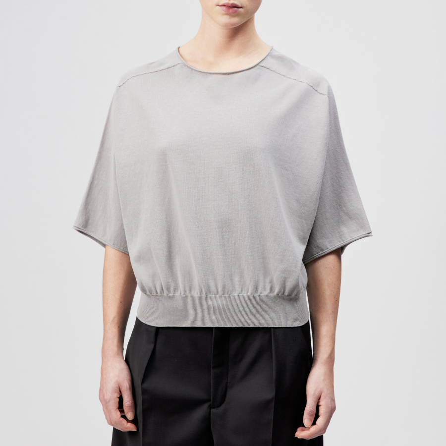 DRYKORN DILARY Lässiges Strick-T-Shirt in Baumwoll-Crêpe grau XS