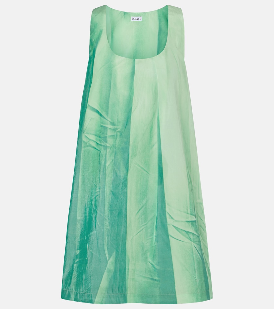 Loewe Bedrucktes Minikleid aus Leder, Damen, S Grün