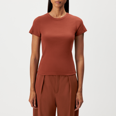 DRYKORN KOALE Schmales T-Shirt in Baumwoll-Rippr rot XS
